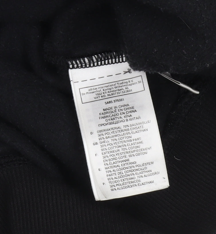 Adidas Men’s Black Pullover Hoodie Medium Fleece Logo Sweatshirt