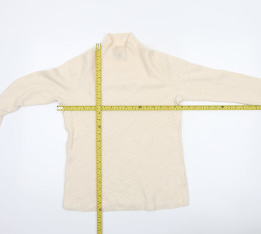 Lands' End Women's Beige 100% Cashmere Mock Neck Jumper Size S