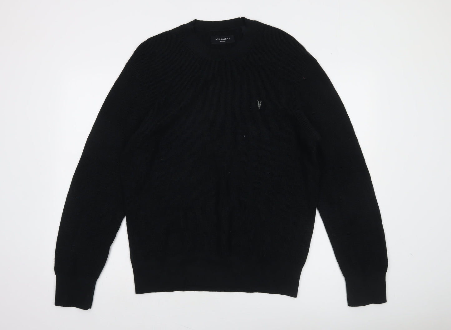 AllSaints Men's Black Wool Crew Neck Jumper XL