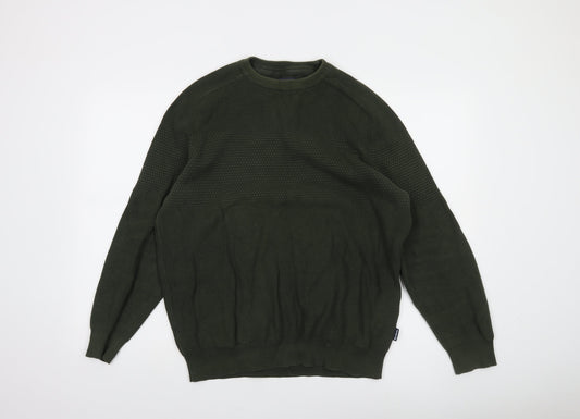 Barbour Men's Green Cotton Knit Crew Neck Jumper Size L