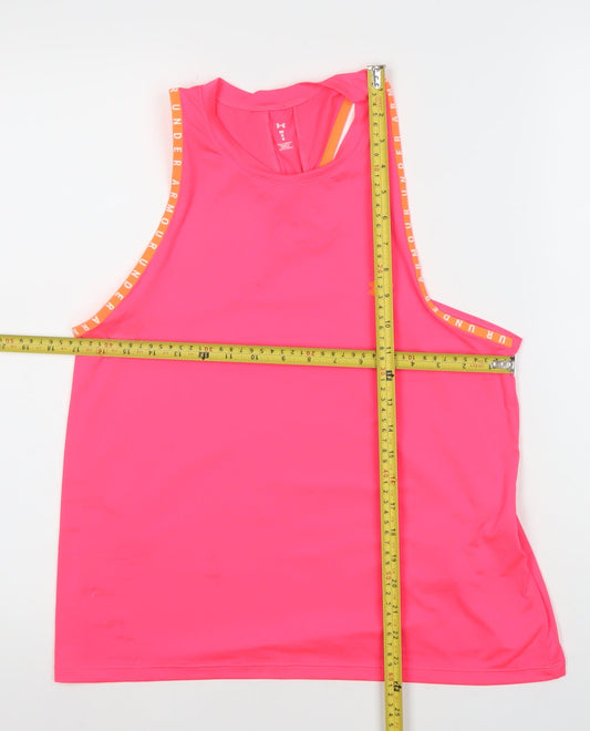 Under Armour Womens Pink Medium Racerback Tank Top Athletic Fit