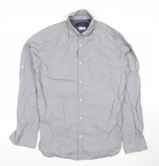 Jack & Jones Premium Men's Grey Small Classic Long Sleeve Button-Up Shirt