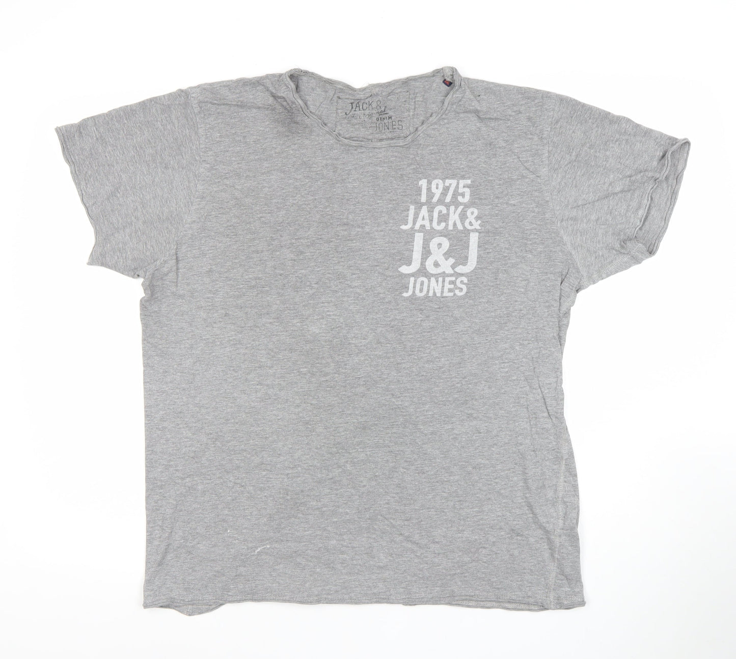 Jack & Jones Men's Grey 2XL Graphic Cotton T-Shirt