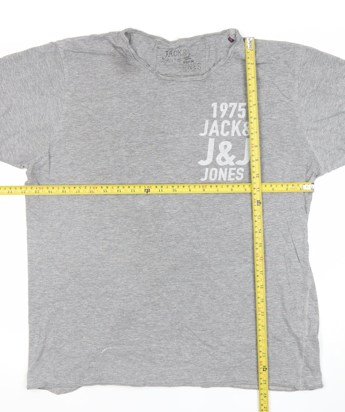 Jack & Jones Men's Grey 2XL Graphic Cotton T-Shirt