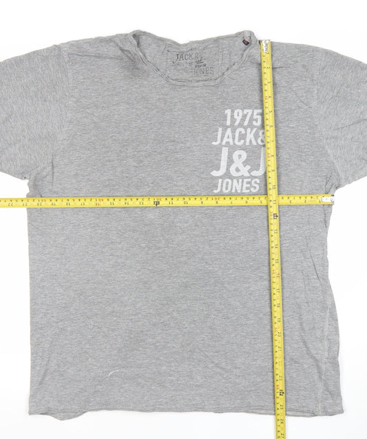 Jack & Jones Men's Grey 2XL Graphic Cotton T-Shirt