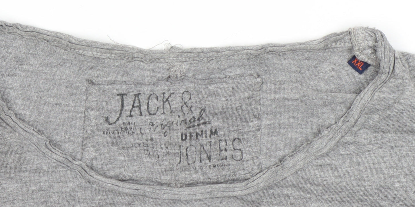Jack & Jones Men's Grey 2XL Graphic Cotton T-Shirt