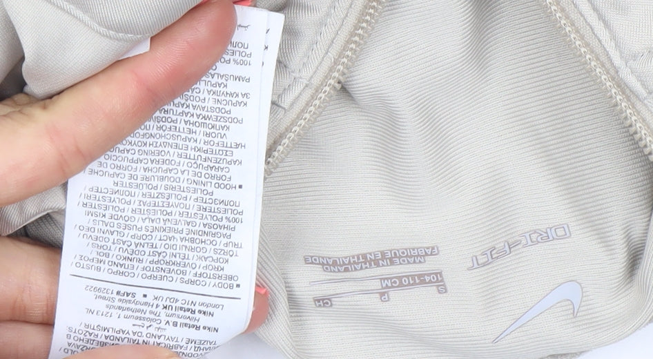 Nike Boys Beige FC Barcelona Full Zip Hoodie Size Small Dri-FIT Sportswear