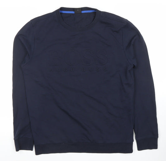 Hugo Boss Men's Blue Logo Crew Neck Sweatshirt Size M