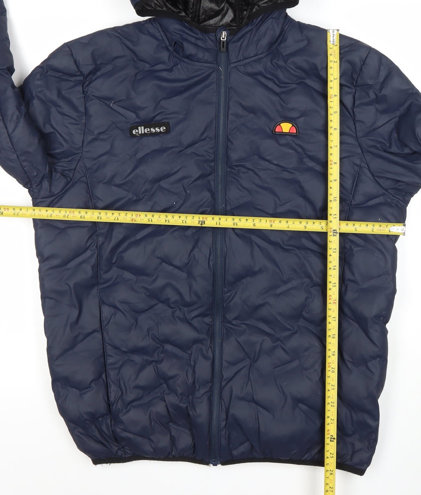 Ellesse Womens Blue L Puffer Jacket Hooded Full Zip Winter Coat