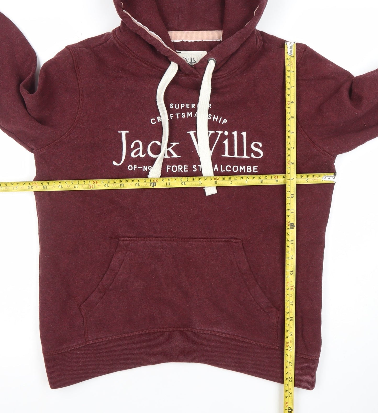 Jack Wills Womens Burgundy Hoodie Size 10 Cotton Blend Pullover