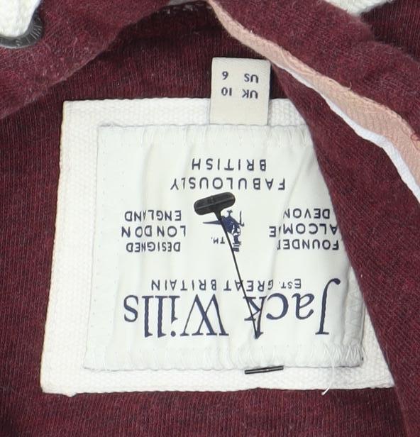 Jack Wills Womens Burgundy Hoodie Size 10 Cotton Blend Pullover