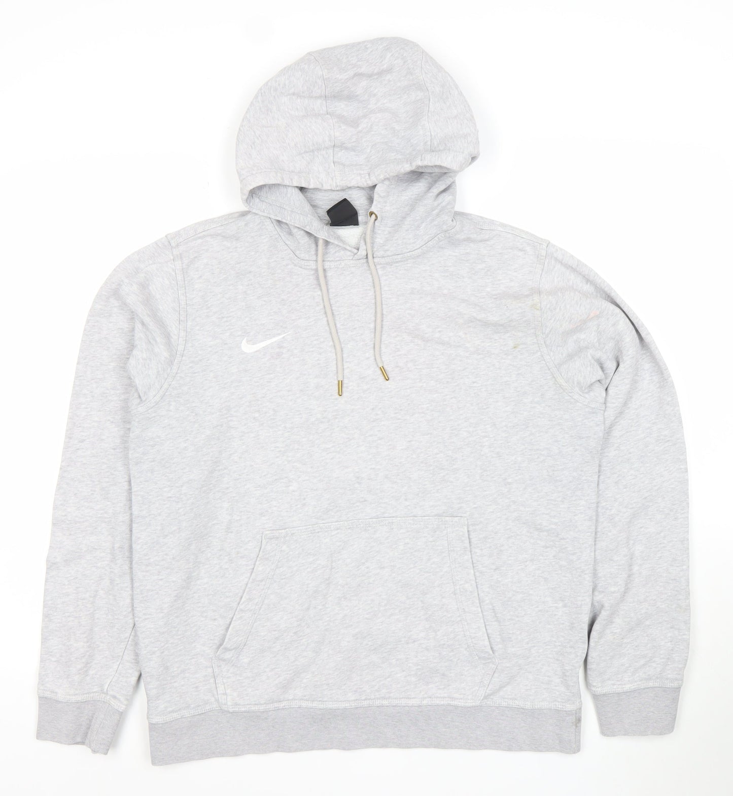 Nike Men Grey Pullover Hoodie M Regular Fit Fleece Cotton Blend