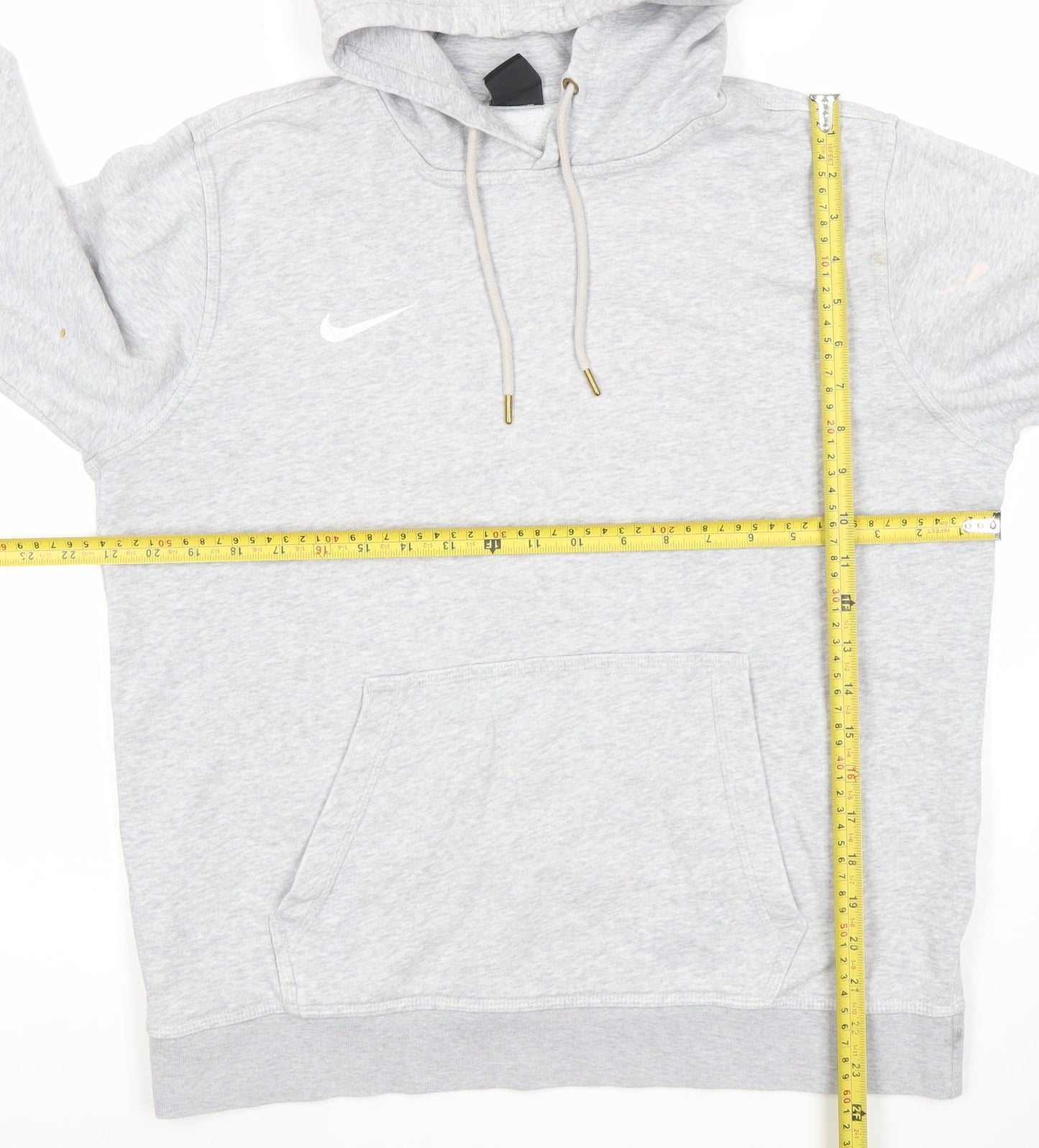Nike Men Grey Pullover Hoodie M Regular Fit Fleece Cotton Blend