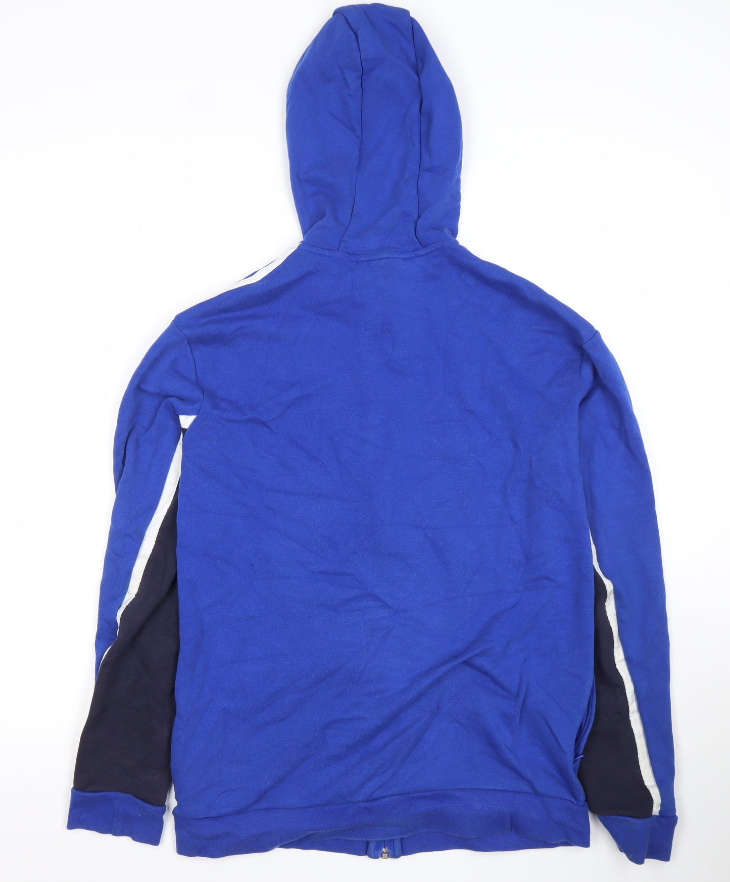 Adidas Boys Blue Full Zip Hoodie Size 11-12 Years Cotton Blend