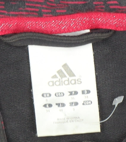 Adidas Women Black Hoodie Full Zip Sports Sweatshirt UK 8