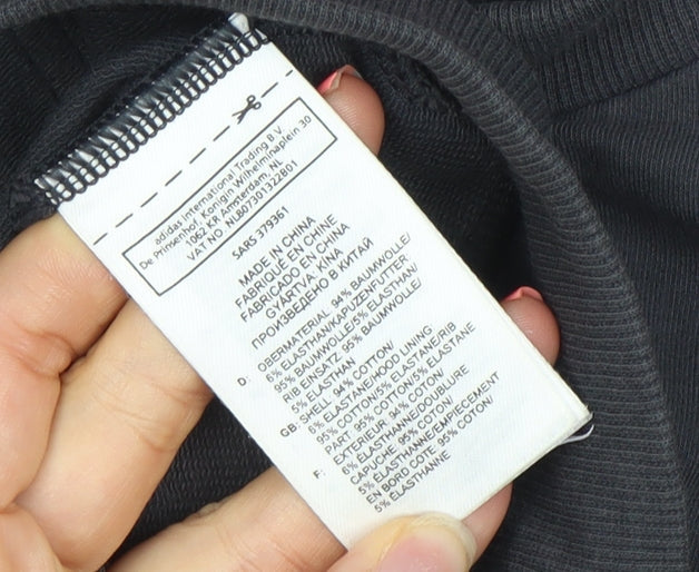 Adidas Women Black Hoodie Full Zip Sports Sweatshirt UK 8