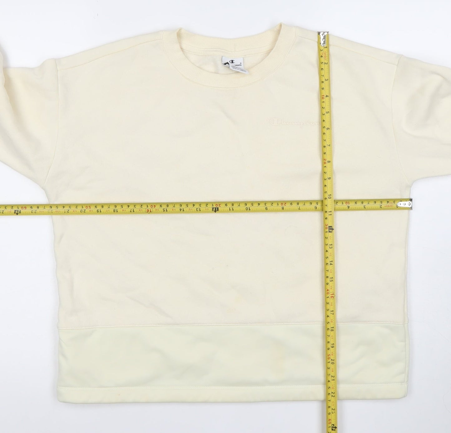 Champion Women's Beige Crew Neck Pullover Sweatshirt Size L Cotton Blend