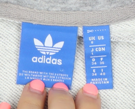 Adidas Originals Women's Grey Full Zip Hoodie Size 8