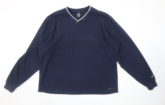 Nike Men's Blue V-Neck Therma-Fit Fleece Sweatshirt Size M