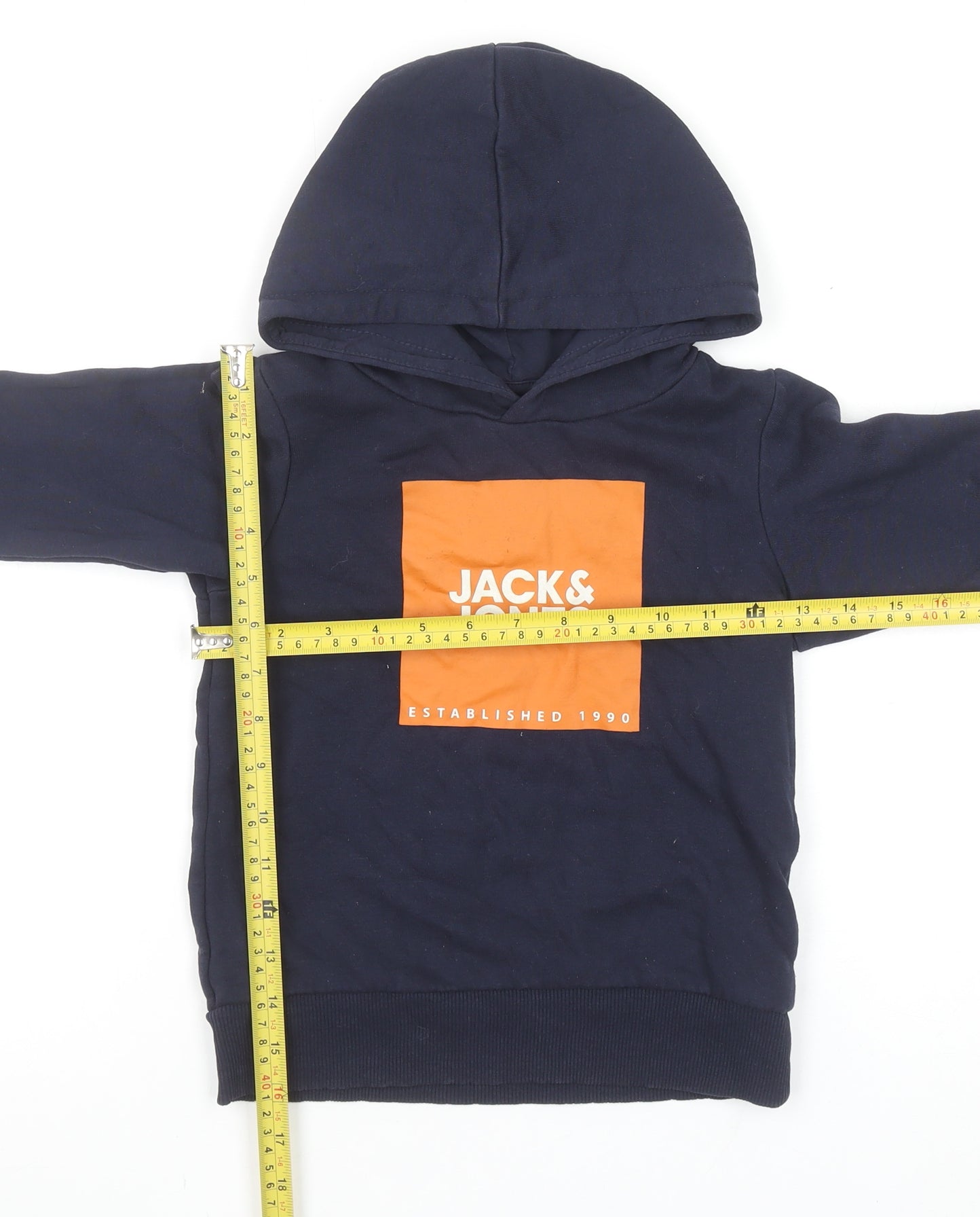 Jack & Jones Boys Navy Blue Pullover Hoodie Size 6 Years Cotton Blend