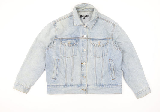 Additional front view of Missguided Petite Women's Blue Denim Basic Jacket, size 8