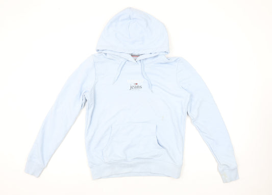 Tommy Jeans Women's Light Blue XS Pullover Hoodie Cotton Blend Casual