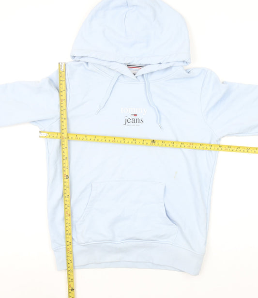 Tommy Jeans Women's Light Blue XS Pullover Hoodie Cotton Blend Casual