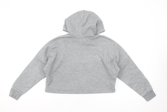 Puma Girls Grey Pullover Hoodie 9-10 Years Logo Fleece Sweatshirt