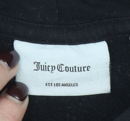 Juicy Couture Girls Black Pullover Hoodie 14-15 Years Logo Fleece