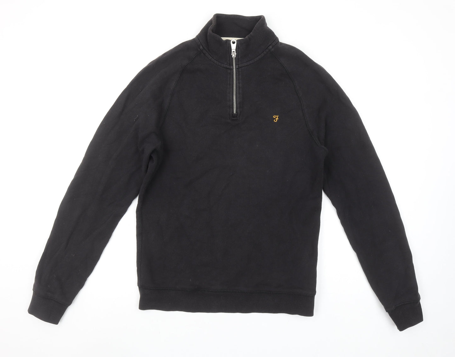 Farah Men's Black 1/4 Zip Organic Cotton Sweatshirt Size S