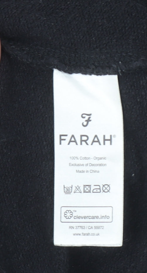 Farah Men's Black 1/4 Zip Organic Cotton Sweatshirt Size S