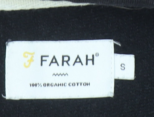 Farah Men's Black 1/4 Zip Organic Cotton Sweatshirt Size S