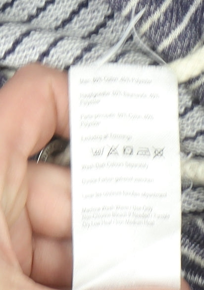 Joules Womens Blue Striped Full Zip Hoodie UK 12 Cotton Blend