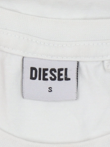 Diesel Men's White Colourblock Logo Cotton T-Shirt Size S