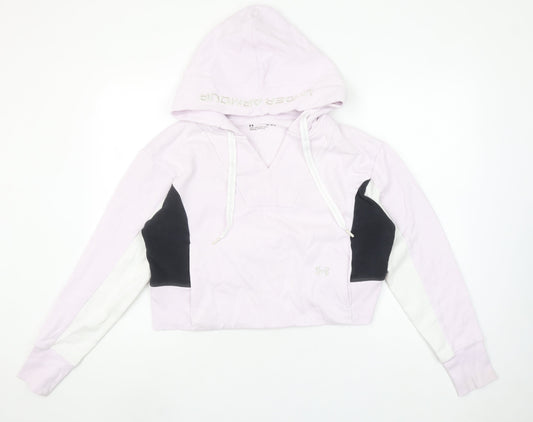 Under Armour Women's Pink Colourblock Hoodie Size M Pullover Loose Fit