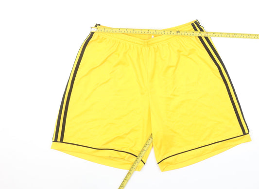 adidas Men's Yellow XL Athletic Football Training Shorts