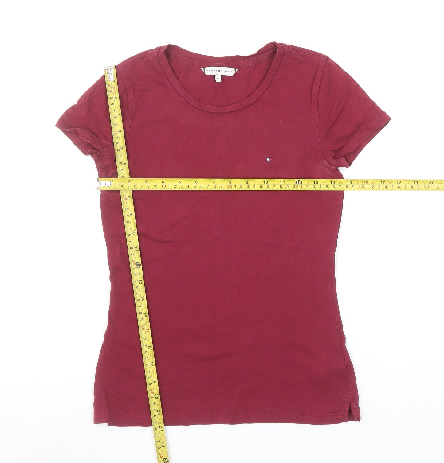 Tommy Hilfiger Women's Red XS Basic Cotton T-Shirt