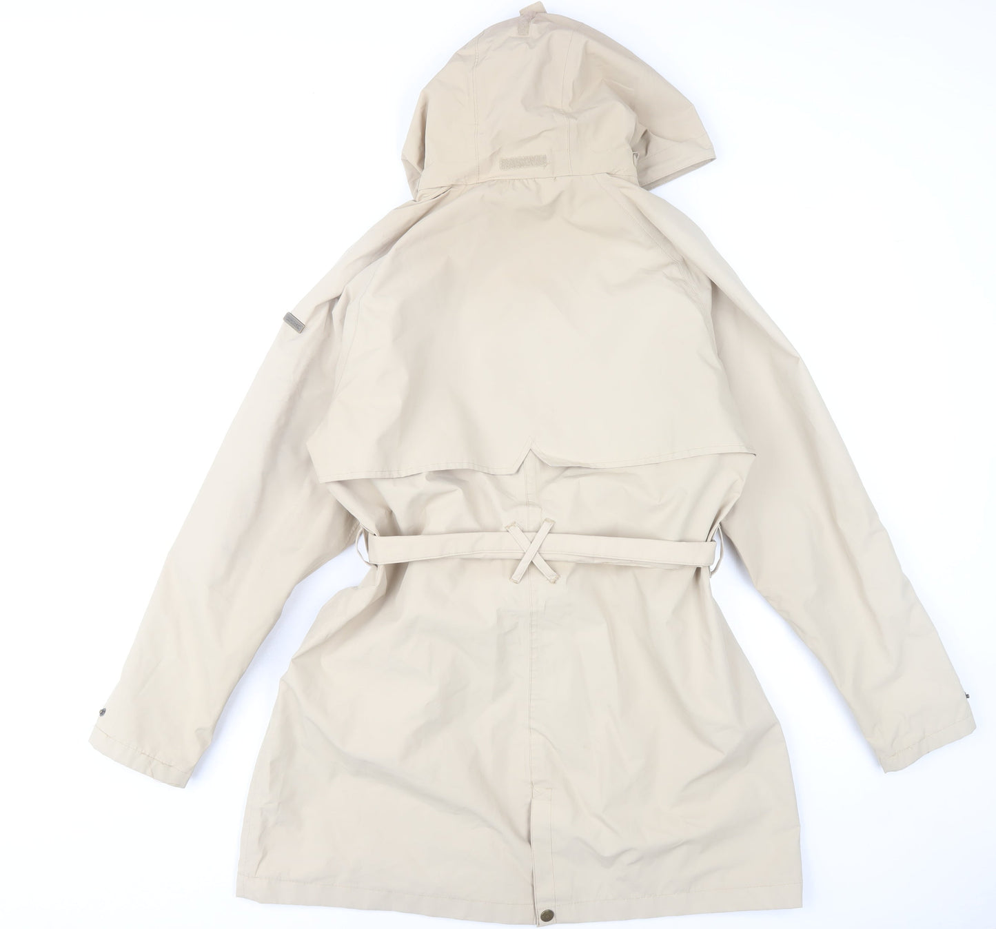 Regatta Womens Beige Hooded Rain Coat Size 14 Belted Waterproof Jacket