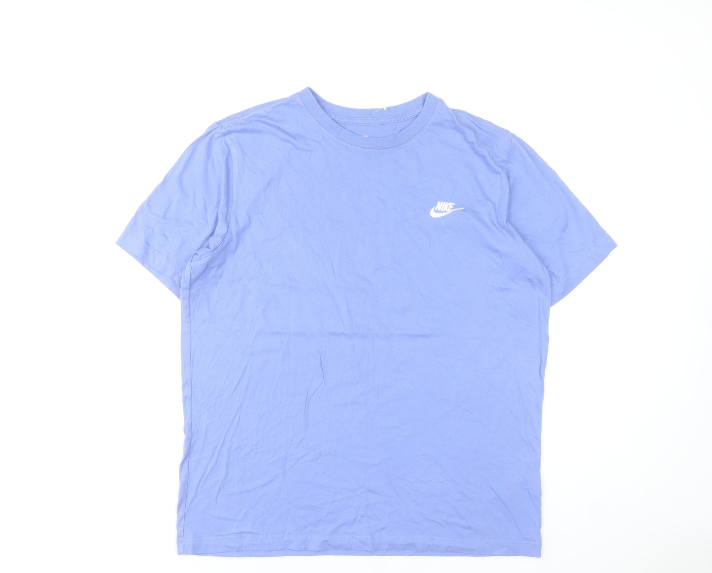 Nike Men's Blue Crew Neck Short Sleeve Cotton T-Shirt Size L