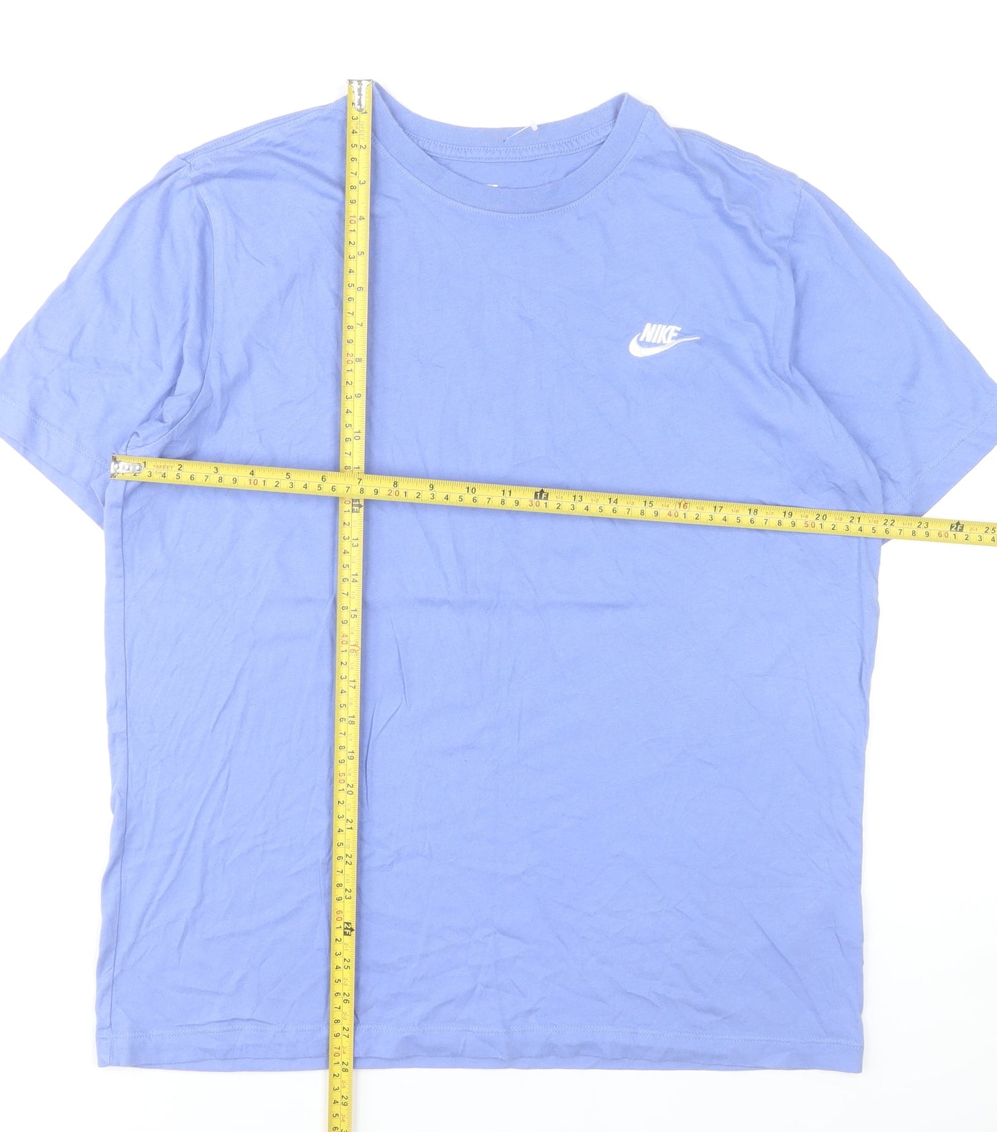 Nike Men's Blue Crew Neck Short Sleeve Cotton T-Shirt Size L