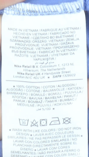 Nike Men's Blue Crew Neck Short Sleeve Cotton T-Shirt Size L