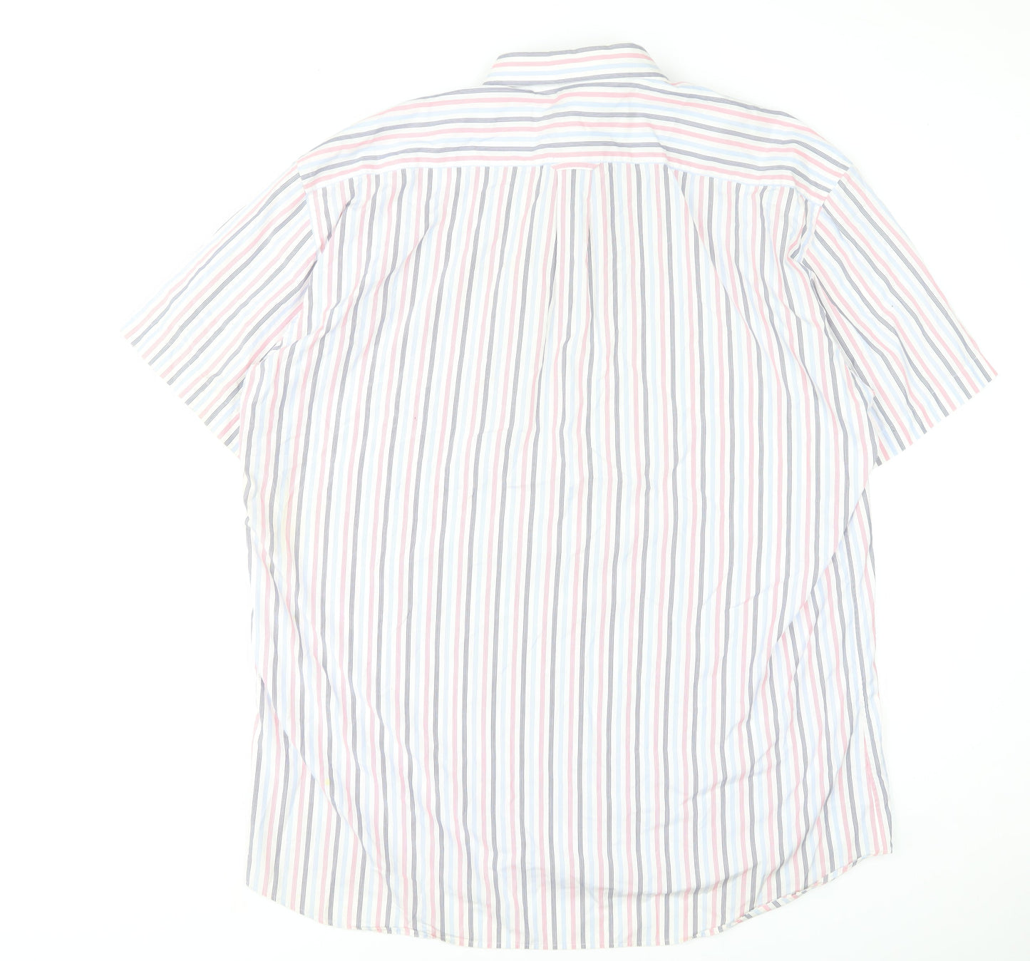 GANT Men's Multicoloured Striped Short Sleeve Button-Up Shirt 2XL Regular Fit
