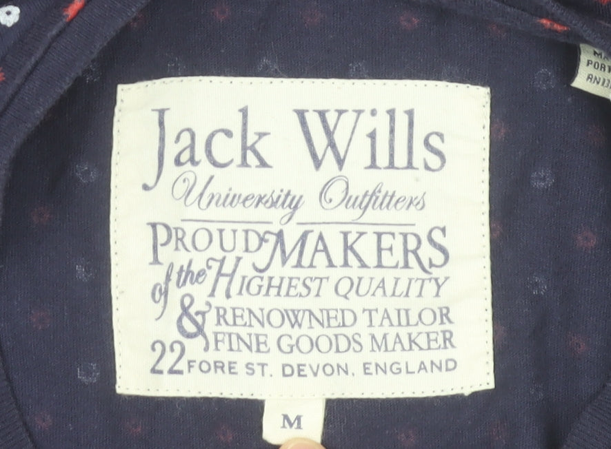 Jack Wills Men's Navy Polka Dot Cotton Crew Neck T-Shirt Size M