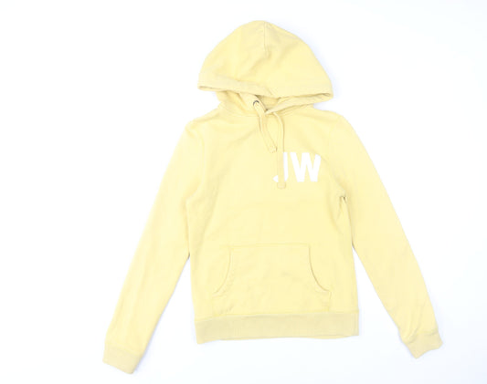 Jack Wills Womens Yellow Pullover Hoodie Size 8 Cotton Blend