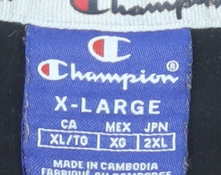 Champion Men’s Black XL Full Zip Track Sweatshirt with Logo Detail