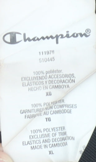 Champion Men’s Black XL Full Zip Track Sweatshirt with Logo Detail