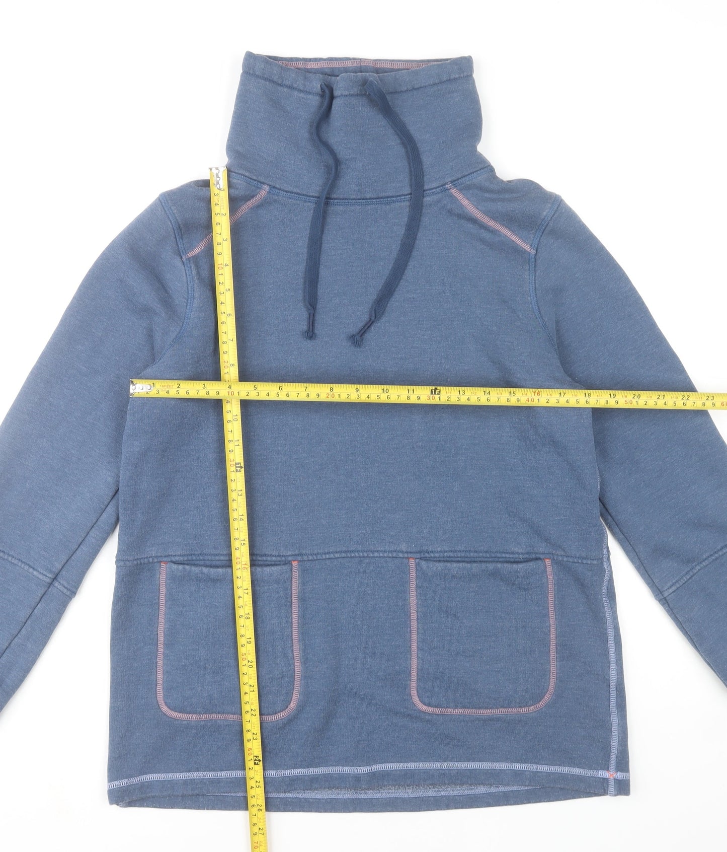 Joules Women Blue Pullover Sweatshirt UK 10 Cotton Blend Funnel Neck