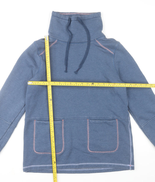Joules Women Blue Pullover Sweatshirt UK 10 Cotton Blend Funnel Neck