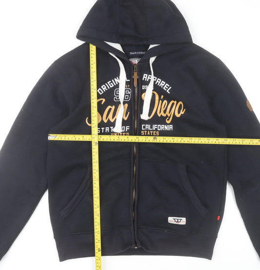 D555 Men's Navy Full Zip Hoodie M Logo Print San Diego Design