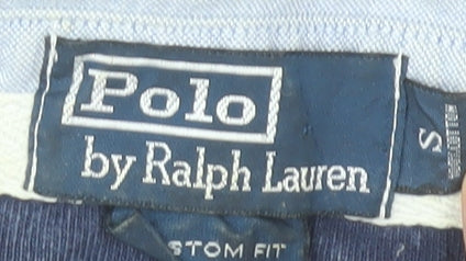 Ralph Lauren Men's Blue Green Striped Long Sleeve Rugby Polo Shirt Size S